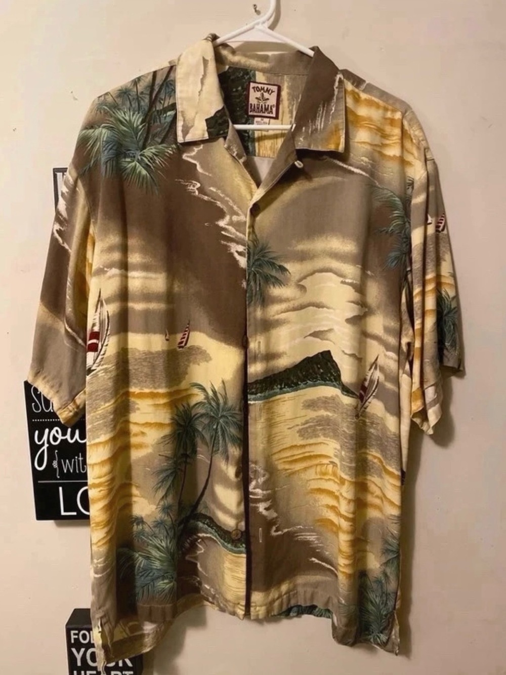 Tommy Bahama Short-Sleeve Tropical Camp Shirt in Brown & Cream - Picture 1 of 4